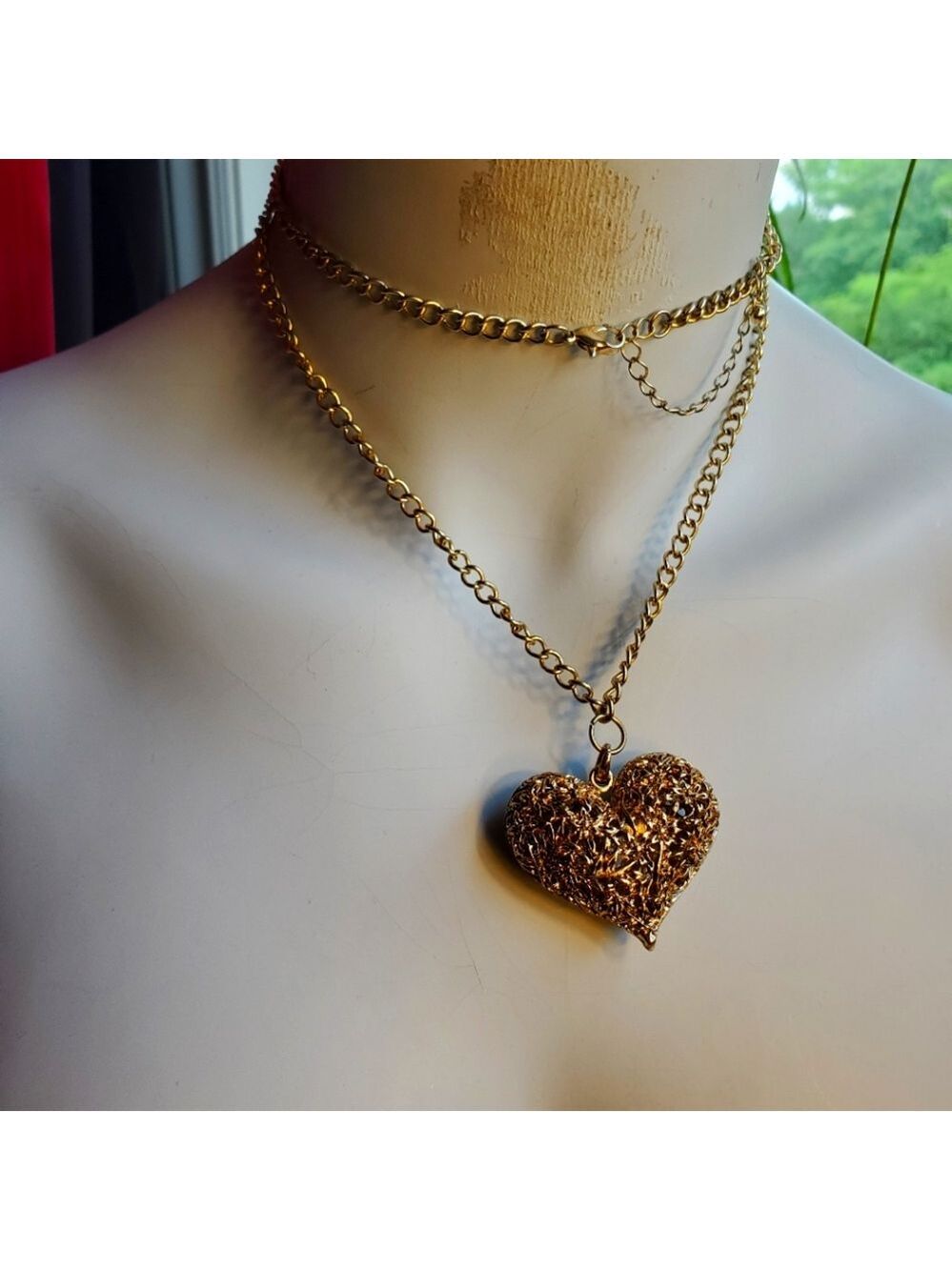 Vintage Floral Heart Madellion Necklace